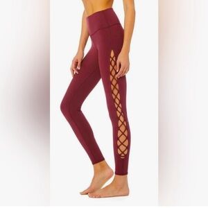 ALO Yoga Interlace Legging Size XS Black Cherry
